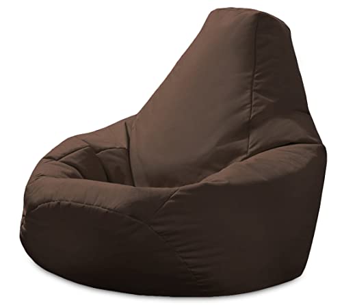 Beautiful Beanbags - Adult Highback Beanbag Chair - Large Water-Resistant for Indoor and Outdoor Use - Lounge or Gaming Chair - Manufactured in UK (Brown)