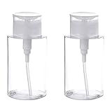 Healeved Botellas Bomba de Presión 2 Piezas 200 Ml Transparentes para Dispensar Quitaesmalte y Desmaquillador, Botellas Vacías Sub de Viaje, Envases Rellenables para Cuidado de Uñas y Piel
