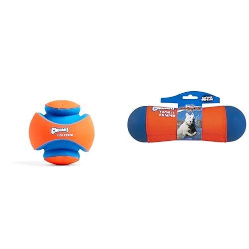 Chuckit Dog Toy Bundle 8-inch Kick Fetch Ball Large Amphibious Tumble Bumper - Interactive Floating Water Toys