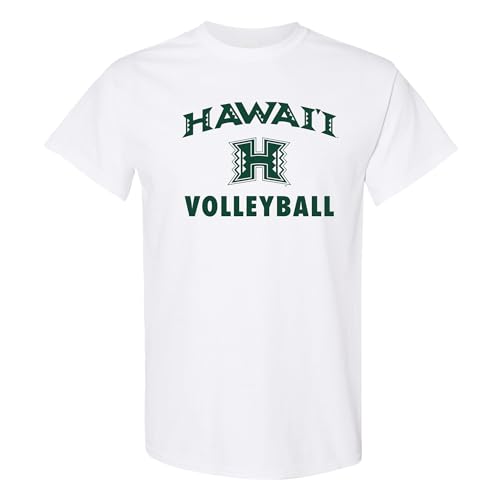 UGP Campus Apparel AS1116 - Hawaii Rainbow Warriors Arch Logo Volleyball T-Shirt - 2X-Large - White