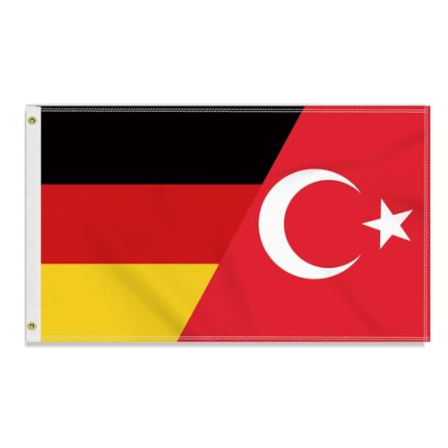 Große 90×150 CM Deutschland Türkiye Flagge, großes 150D Deutsch Türkiye Freundschafts banner,Strapazierfähige Deutschlandfahne Doube-Seitendruck Dekor Messingösen large Turkey