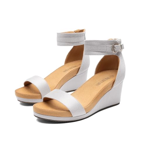 Image of DREAM PAIRS Women's Open Toe Buckle Ankle Strap Platform Wedge Sandals Summer Shoes.