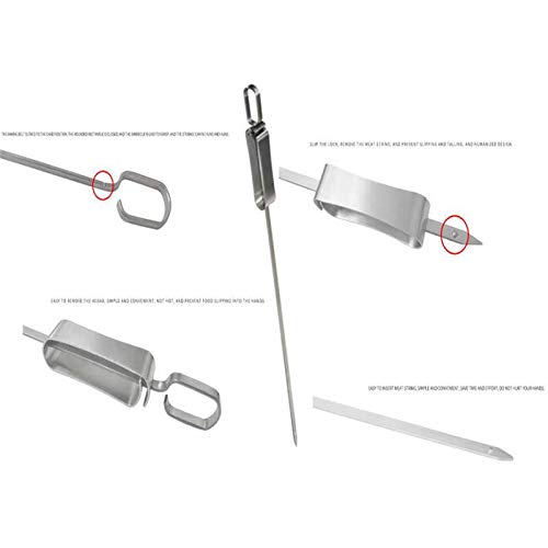BOENTA Barbecue Tool BBQ Skewers Rotisserie Skewers for Grilling Kabob Skewers with Metal Sliding Handle Reusable Metal Skewer Sticks