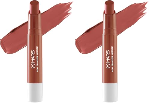 Image of MARS Matte Super Stay Lipstick | Up to 12 Hours Long Lasting | Smudge Proof and Waterproof Lipstick for Women (2.6 gm) (17-MAGIC HOUR) (Pack of 2)
