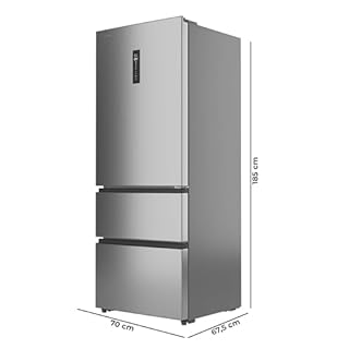 Cecotec Réfrigérateur Porte Française Total No Frost Bolero CoolMarket FD 420 Inox E, Extra Capacité Max 420L, Hauteur 186 cm et 70 cm Largeur, Compresseur Inverter, ATT Antibactérien