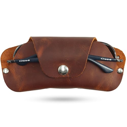 Image of Toprank Leather Eyeglass Case - Handmade Slim Sunglasses Holder, Genuine and Universal Fit for Men and Women
