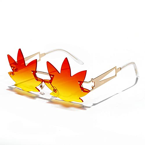Image of Vintage Punk Sunglasses Men Women 2020 Fashion Colorful Rimless Leaf-shaped Sun Glasses