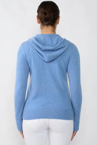Image of JENNIE LIU Women's 100% Pure Cashmere Long Sleeve Zip Hoodie Cardigan Sweater