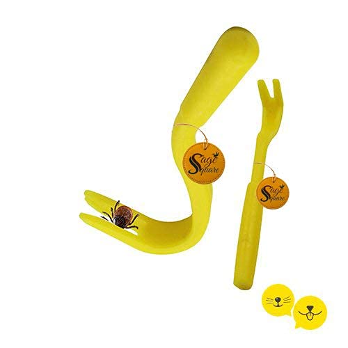 Sage Square Anti Tick, Lice, Flea, Mite Remover Tweezer for Puppies, Dog, Cat, Kitten (Yellow) 3