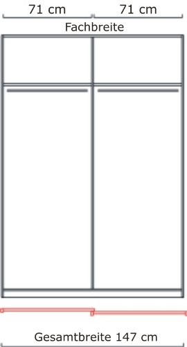 Webesto Schwebetürenschrank | In Schwarz Antrhazit | 147 x 220 x 69 cm