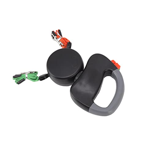 lyrlody Correa Retráctil para Perros, 3 Metros, Doble Correa para 2 Perros, Cuerda Reflectante, Negro