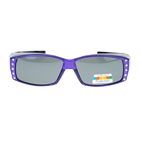 Womens Polarized Fit Over Glasses Sunglasses Rhinestones Rectangle3