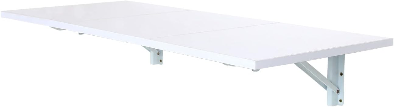 Folding Wall Desk, Wall Desk Fold Down Wall Mounted Desk for Small Space, Floating Desk, White, 35.4 x 15.8 inch