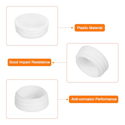 Image of uxcell 1-3 /4 inch(45mm) Round Plastic Plug, 6 Pcs White Pipe Tubing End Cap Plastic Plug Cap Insert Glide Insert for Metal Tubing Fence Table Chairs Furniture