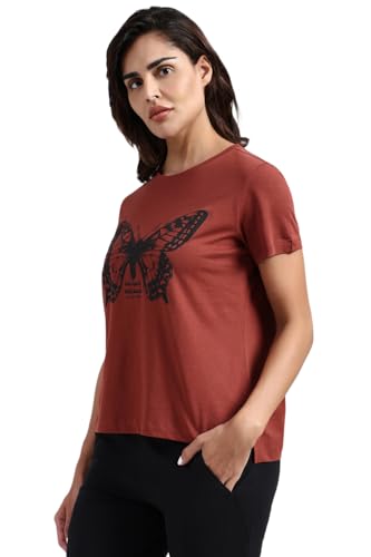 Image of Van Heusen Women's Cotton T-Shirt | Soft Breathable Cotton | Relaxed fit | Lounge Tee| Printed | Round Neck | Short Sleeve| Comfortable Everyday Wear | Style 55432