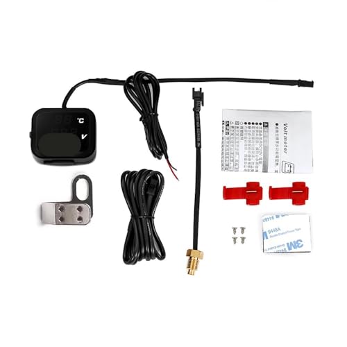 3-in-1 防水 LCD デジタルディスプレイ バイク用水温計 電圧計 & USB 充電器(Meter)