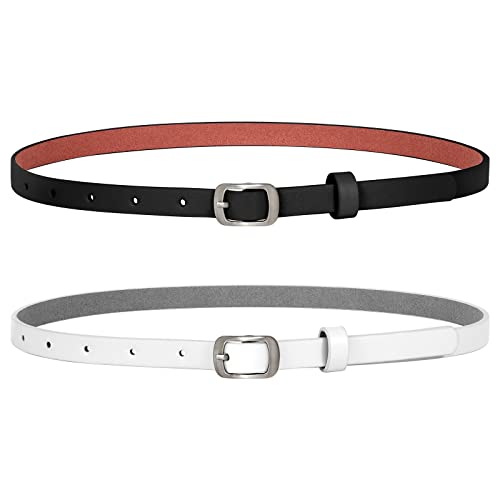 XZQTIVE 2 Stück Damen Skinny Ledergürtel Dünner Taillengürtel mit...