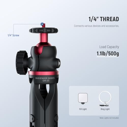 Image of NEEWER Entry Level Version Mini Tripod for Camera, 360 Small Desk Portable DSLR Webcam Cell Phone Mount Holder Stand Selfie Stick Grip Compatible with iPhone Samsung Android Video Recording, GM-2G