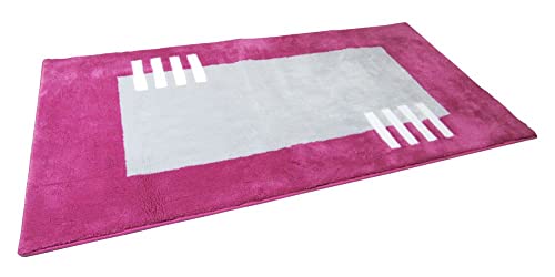 Clarissa Badteppich Structura II Brombeer grau weiß ca.80X160cm Badematte Badezimmerteppich Badgarnitur Badvorleger…