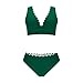 2026 Women High Waisted Seamless Bikini Sets Sexy V Neck Swimsuits Solid Color Bathing Suit Fashion Beach Clothes