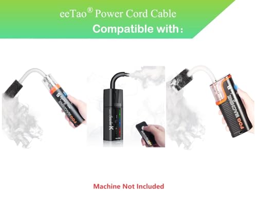 eeTao 5V USBC Charging Cable Compatible with LENSGO Smoke K Smoke S Smoke B Handheld Fog Machine 7.4V 2550mAh Rechargeable Battery DC5V 2A 5VDC 2000mA 5.0V 2.0A Power Supply Cord Charger