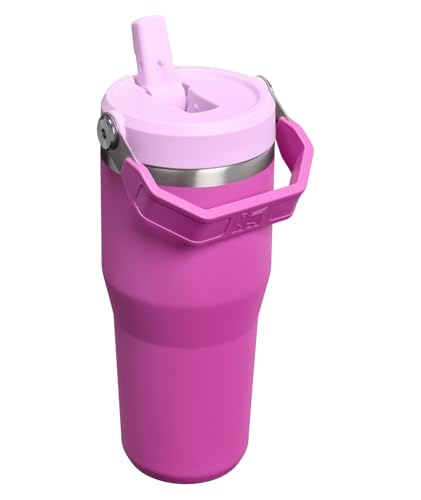Image of STANLEY IceFlow 2.0 Flip Straw Tumbler with Handle 14 oz | Twist On Lid and Flip Up Straw | Leakproof Water Bottle | Insulated Stainless Steel | BPA-Free | Dark Blossom