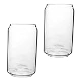 VANZACK 2 piezas Vasos de Vidrio Forma de Lata Resistentes al Calor para Agua Cerveza y Jugos Diseño Transparente Práctico para Hogar y Fiestas