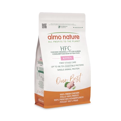 Almo Nature HFC Our Best - Kitten - Croccantini per Gattini - Pollo Fresco - Monoproteico, Supporta la Massa Muscolare, Altamente Digeribili, Human Grade, Senza Glutine - 1,2kg