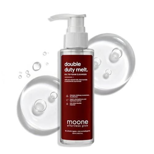 Image of Moone Double Duty Melt - Oil to Foam Double Cleanser for Dry Skin | Removes SPF, Pollution & Sebum Build-Up | Helps Better Skincare Absorption | Hydrating Face Cleanser - 120 ML