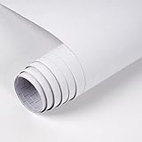 Mecpar White Wallpaper 17.71' x 118' White Contact Paper White Peel and Stick Wallpaper Self-Adhesive Removable Decorative Film Roll Easy to Apply