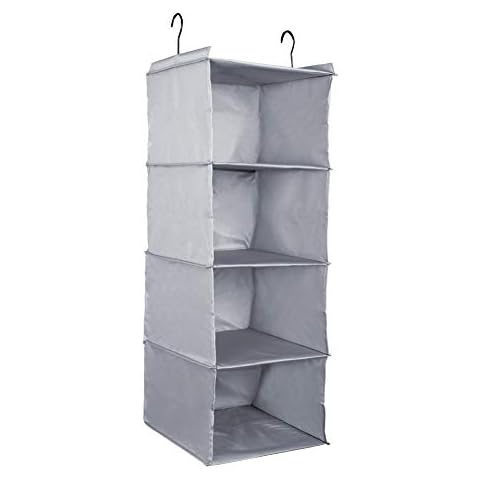 Outry Wardrobe Hanging Storage, Collapsible Closet Organizer for Clothes, Shoes, Socks, Towels and Underwear (Grey, 4-shelf) Cover
