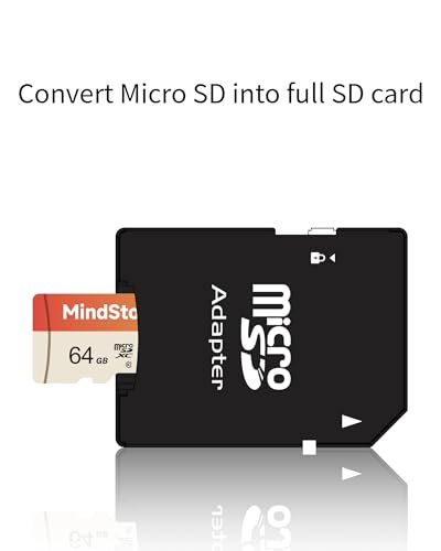 Image of Micro SDXC 64GB Memory Card, MindStor 90MB /s Read Speed TF Card with Adapter, U1, A1 Rated, HD Video Support, Waterproof, for Security Camera, Dash cam, 5 Pack