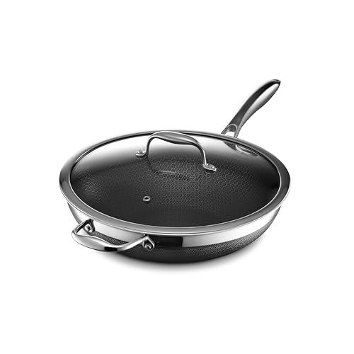 Image of HexClad Hybrid Nonstick 12-Inch Wok with Stainless Steel Lid, Stay-Cool Handle, Dishwasher-Friendly, Oven-Safe Up to 900°F, Induction Ready, Compatible with All Cooktops
