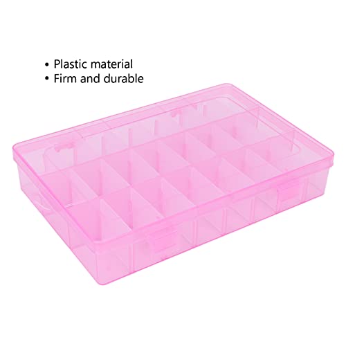 Image of Yosoo Nail Art Storage Box, 24 Grid Pink Empty Nail Boxes Nail Tips Nail Art Storage Box Plastic Bead Decoration Organizer Case DIY Handmade Gifts Nail Art Supplies Nail Art Container For Beads