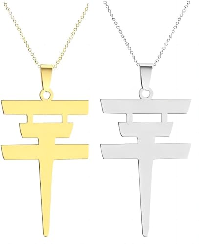 ZENRUIMING 2 collares de hotel Tokio de moda, minimalistas de acero inoxidable, colgante de hotel Tokio, accesorios de ropa para hombres y mujeres (oro + plata), Acero inoxidable, No es una piedra