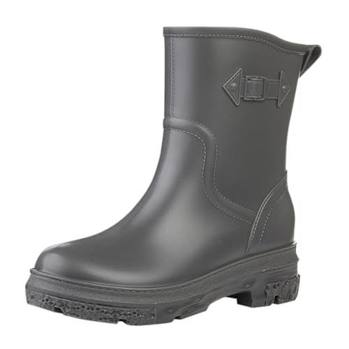 Botas Wellington para mujer, suela de agarre a media pantorrilla, más fáciles de poner y quitar, mayor durabilidad, botas de lluvia resistentes al agua, fáciles de limpiar, botas de agua Wellington