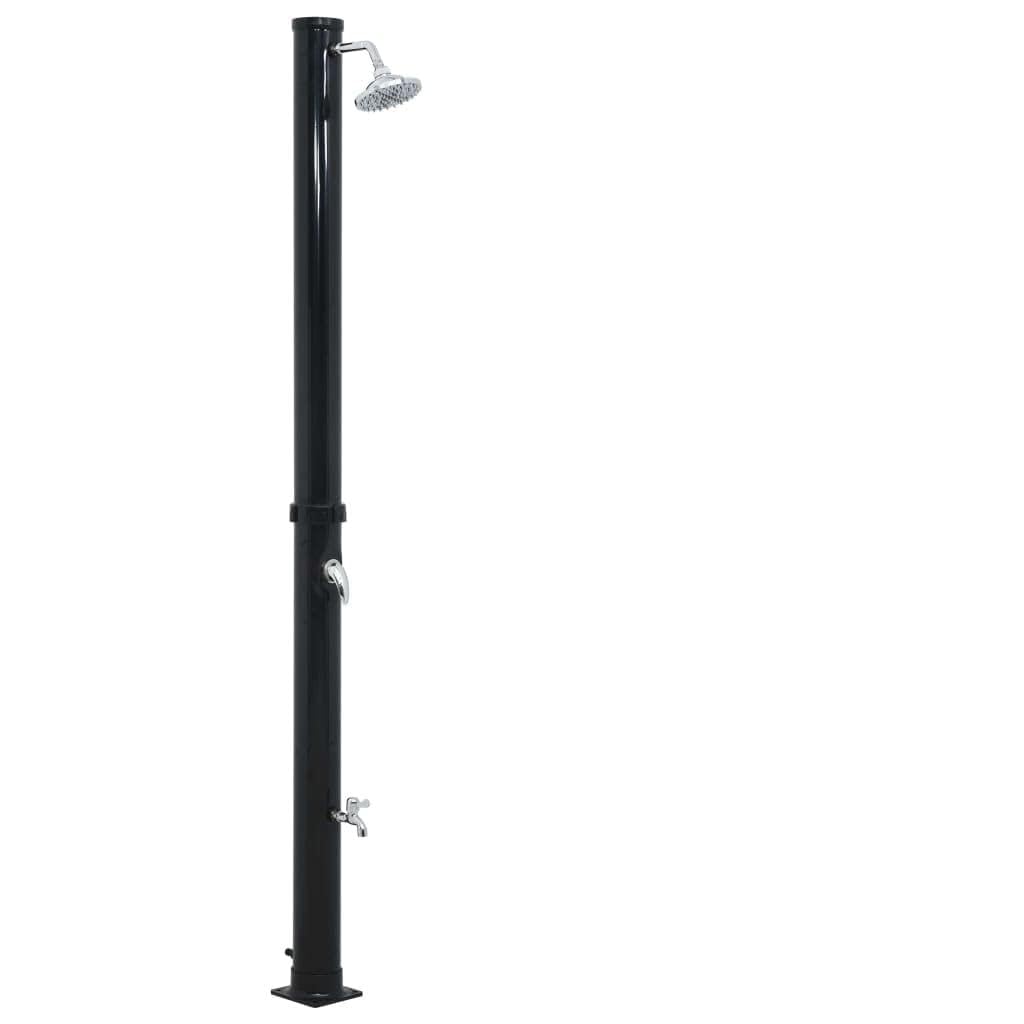 Mangloder - Doccia solare nera, 220 cm, 20 l, in PVC, per piscina e giardino, con scaldabagno solare, collegamento al tubo da giardino standard, per uso estivo e all'aperto
