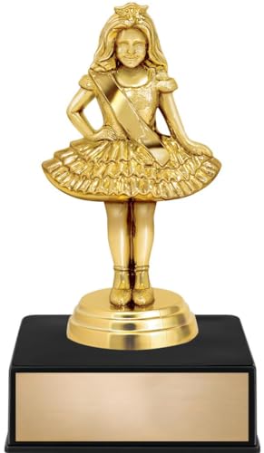 Crown Awards 6" Beauty Jr Pageant Dress Trophy On Luxury Black Base