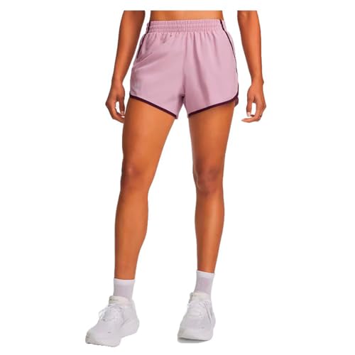 Under Armour, Womens, Fly By Shorts, Mauve Pink/Purple Echo/Reflective, Size: Small, Inseam: One Size