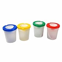 3 Ace Crafts Set of 4 Standard Non Spill Paint Pots with Lid & Stopper - Approx Height 8cm, Diameter 7cm