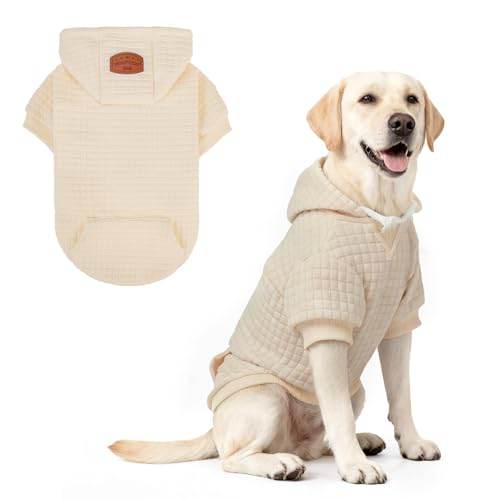 Image of BEAUTYZOO Dog Hoodies Sweater for Large Dogs,Waffle‑Like Laminated Pet Coat | Warm Dog Sweatshirt with Pocket & Leash Hole,Pullover Clothes for Girl Boy Dogs,Stretchy & Easy‑On‑Off,Labrador & Great Danes