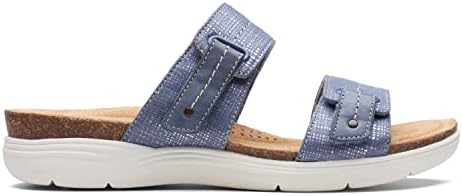 Clarks Women's April Dusk Slide Sandal, Denim Blue Interest, 9 | Image 1