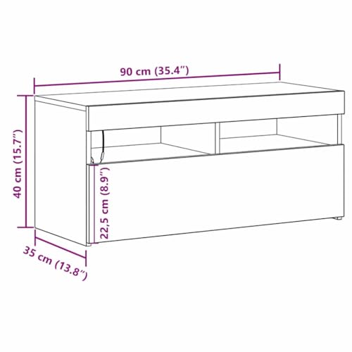 vidaXL Meuble TV Chêne Noir 90 x 35 x 40 cm Bois d'ingénierie, Meuble TV Contemporain, Bas et rectangulaire, Rangement média, Bois, déco Pratique et Design épuré – Image 4