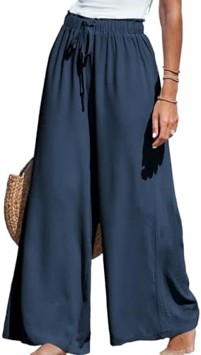 CUPSHE Dames Broek Trekkoord Brede Pijpen Hoge Taille Casual Strand Lichtgewicht Zomer Broek, Koffie, XS