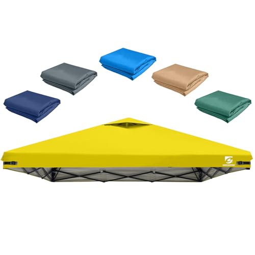 10x10 Pop Up Canopy Replacement Top Cover with Air Vent for Straight Leg Canopy Tent, Waterproof for Outdoor Garden Patio Camping Sun Shade(Top Only) (Yellow, 1)