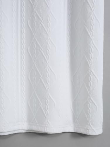 Image of Geometric Jacquard Textured Letter Embroidered Short Sleeves T-shirt Or Drawstring Shorts -Co-ord Available(T-Shirt White /L)
