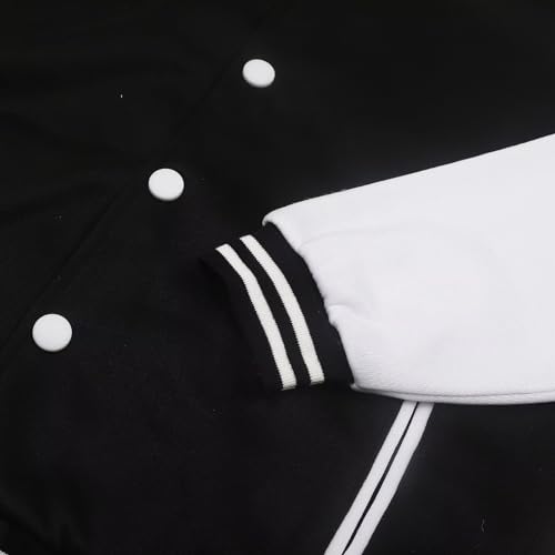 ACEFAST INC Women's Varsity Jacket Baseball Uniform Casual Long Sleeve Sport Bomber Jacket Coat4