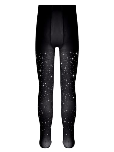 Kids Girls Glittery Rhinestones Footed Tights Stretchy Ballet Dance Practice Pantyhose Leggings4