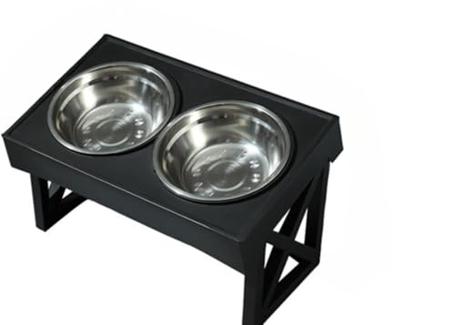 Hrzisda 犬 食器 フードボウル 犬用 食器台 大型犬向け 折り畳み昇降式 3段階 高度調節 餌入れ 水入れ エサ台 滑り止め ステンレス ボウル (ダブルステンレスです)
