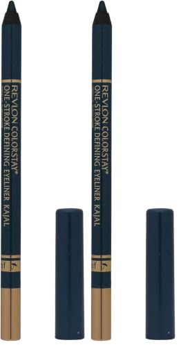 Image of REVLON Colorstay one stroke defining eyeliner kajal, Sharpenable Pencil, Rich Glossy, Longwear and Waterproof, One Stroke to intense defined Eyes, Totally Turquoise (Pack of 2)